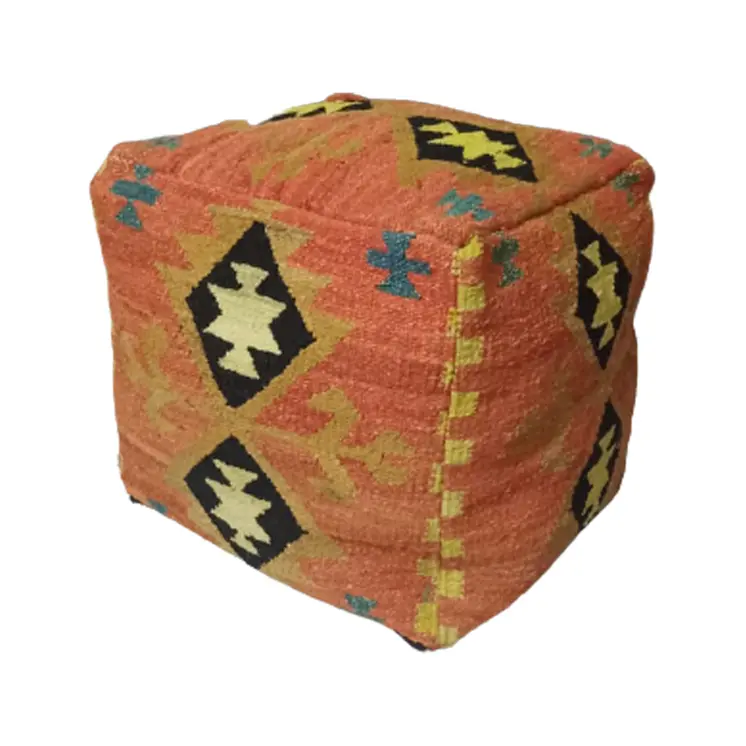 Woolen Japonica Kilim Pouf Cover