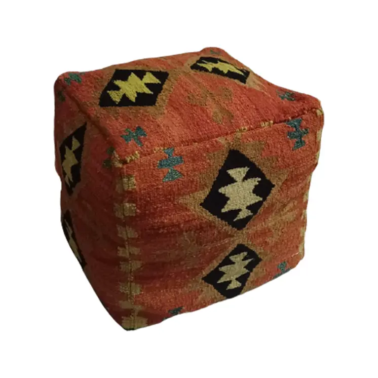 Woolen Japonica Kilim Pouf Cover