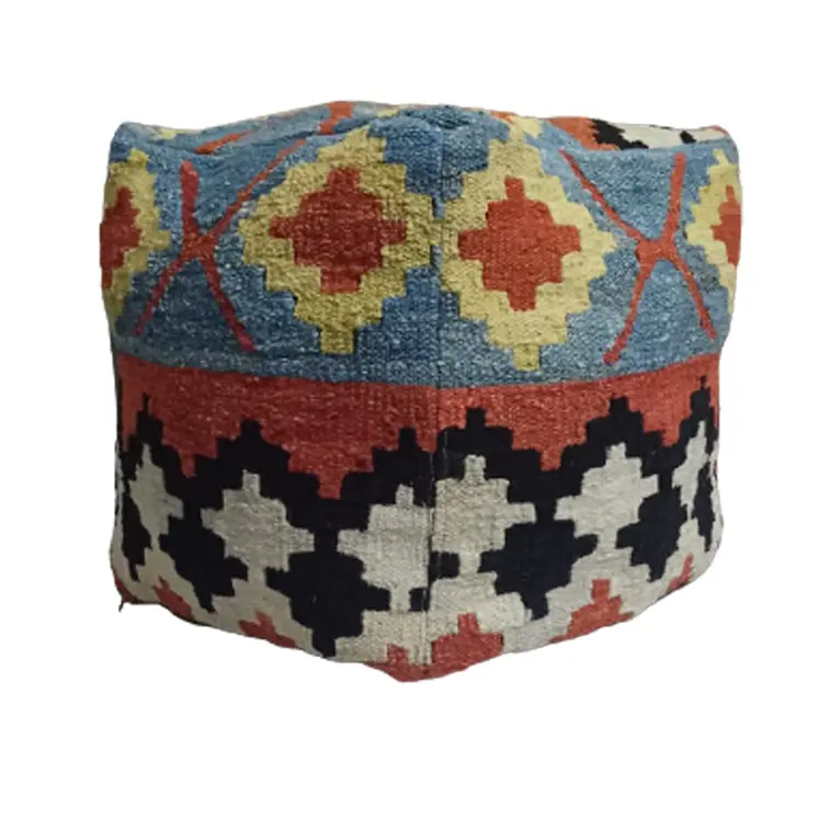 Tribal Nutmeg Kilim Pouf Cover