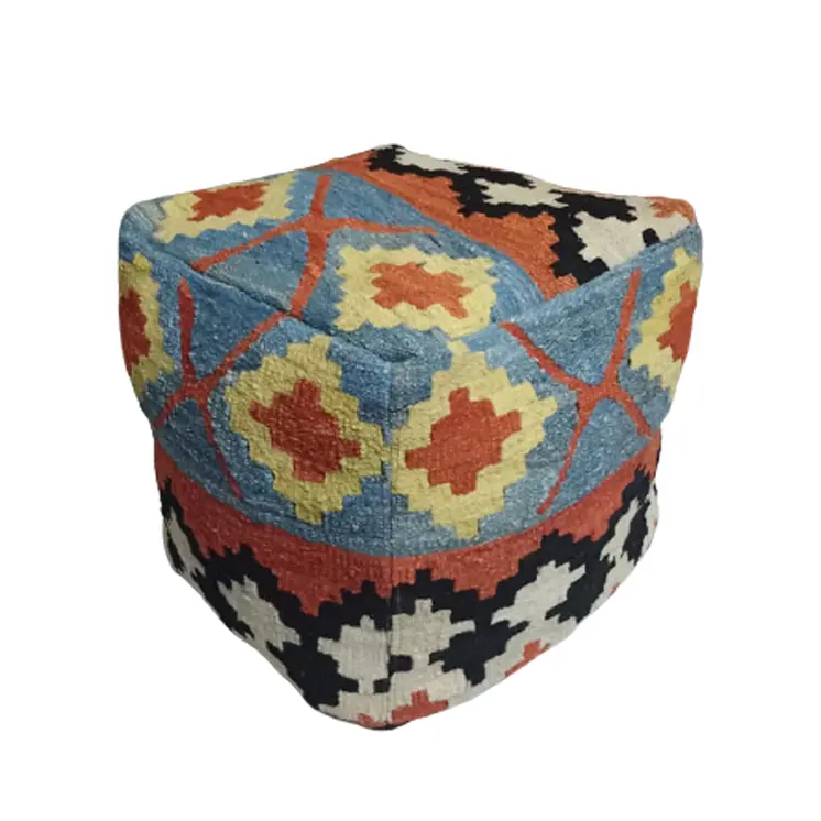 Tribal Nutmeg Kilim Pouf Cover