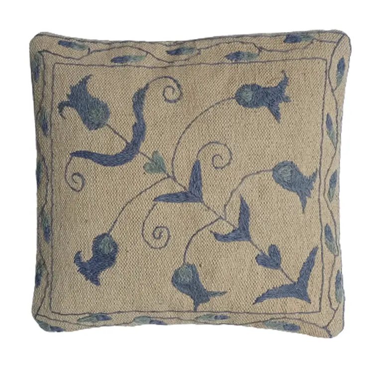 Embroidered Woolen Pine Cone  Cushion Cover