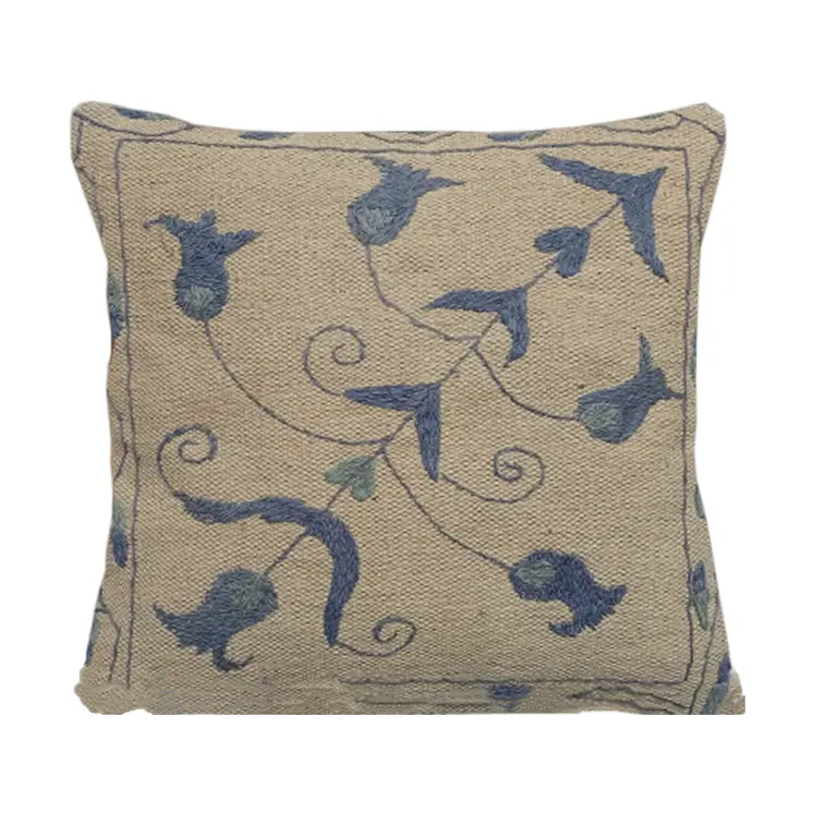 Embroidered Woolen Pine Cone  Cushion Cover