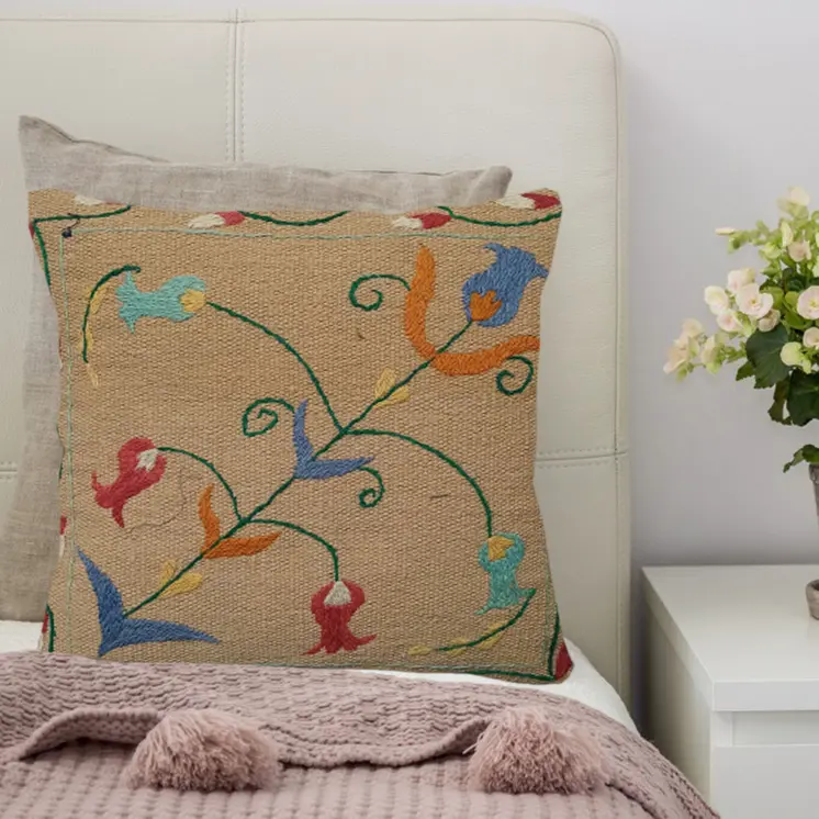 Embroidered Woolen  Myrtle Cushion Cover