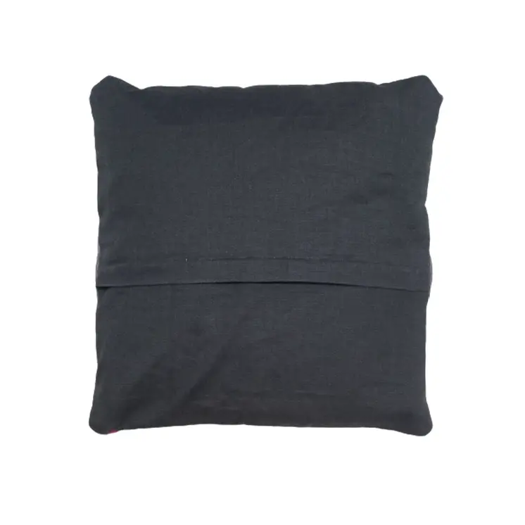 Embroidered Woolen Falu Red Cushion Cover