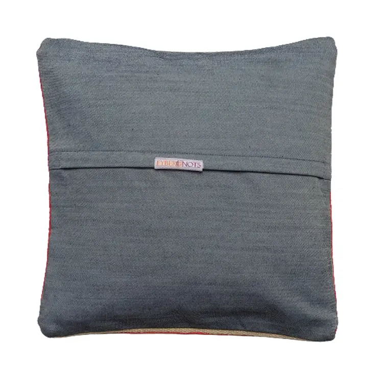 Embroidered Woolen Olive Haze Cushion Cover