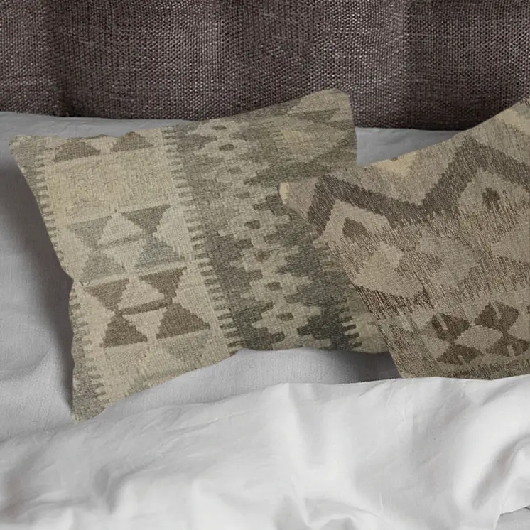 Kilim Handwoven Gray Olive  Cushion Cover