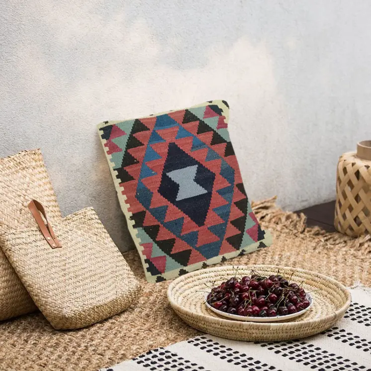 Kilim Handwoven Black Olive Cushion Cover