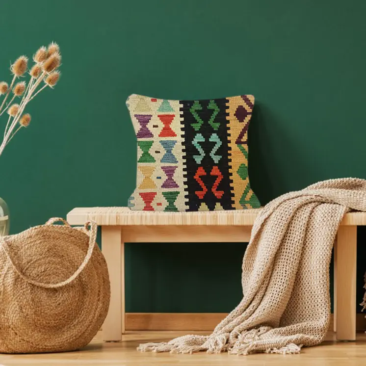 Kilim Handwoven Lichen  Cushion Cover