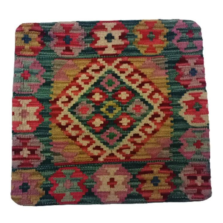 Kilim Handwoven Racing Green Cushion Cover