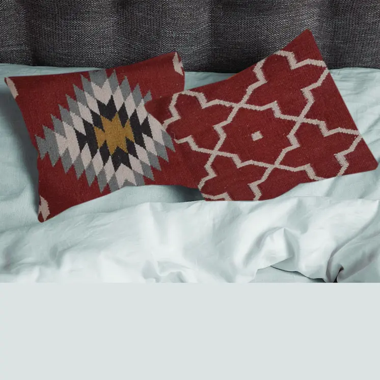Kilim Handwoven Wine Berry Cushion Cover