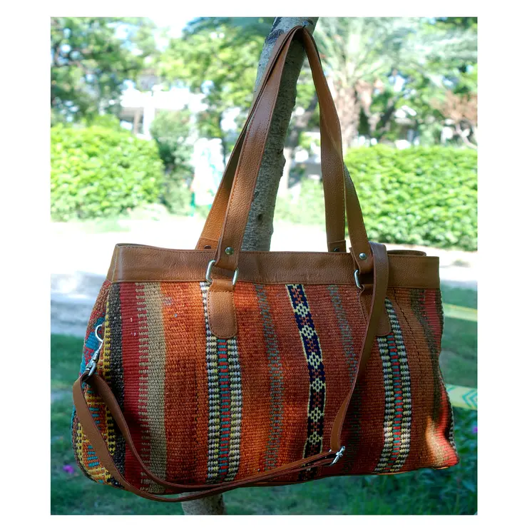 Kilim Leather Morocco Brown Bag