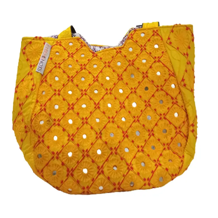 Handmade Antique Moon Yellow Tote Bag