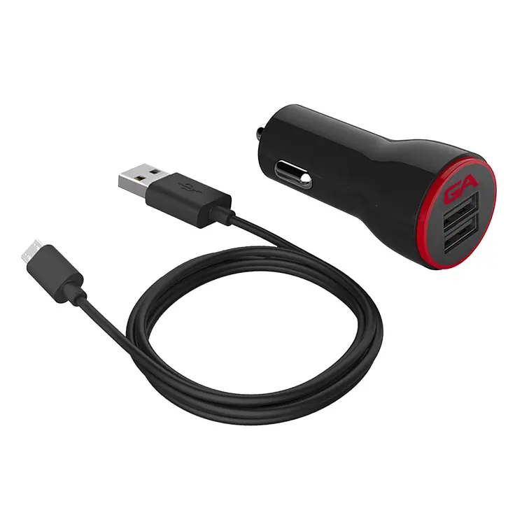 Dual-Port Car Charger with Type-C Cable