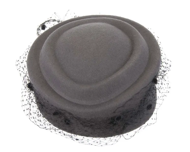 Large grey & black felt beret hat