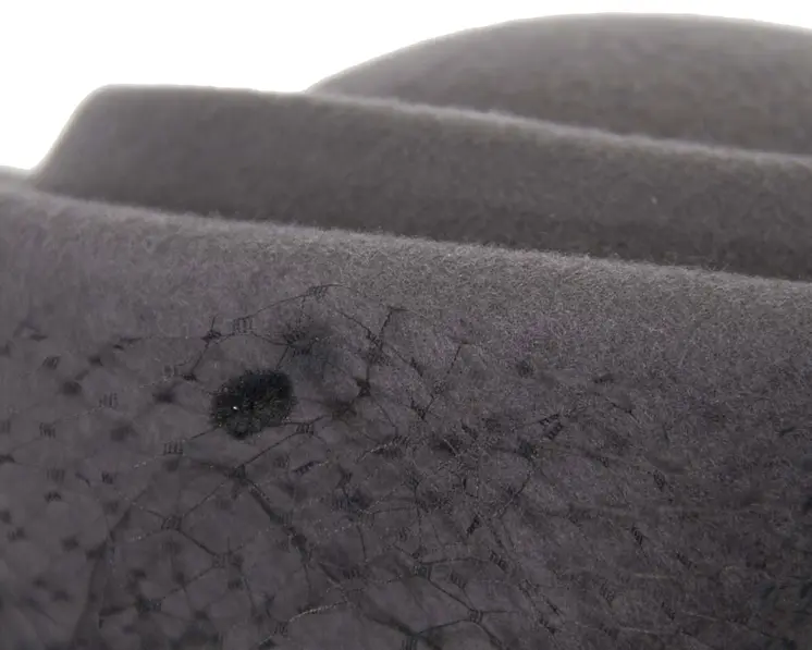 Large grey & black felt beret hat