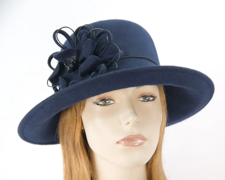 Navy felt ladies fashion hat by Max Alexander
