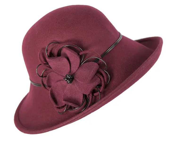 Burgundy felt ladies fashion hat by Max Alexander
