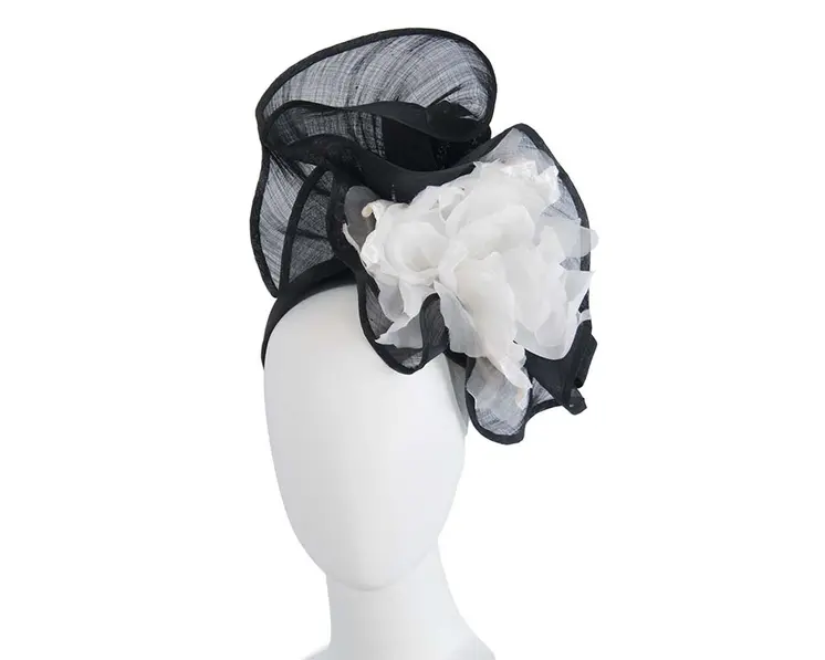 Bespoke large black & white fascinator