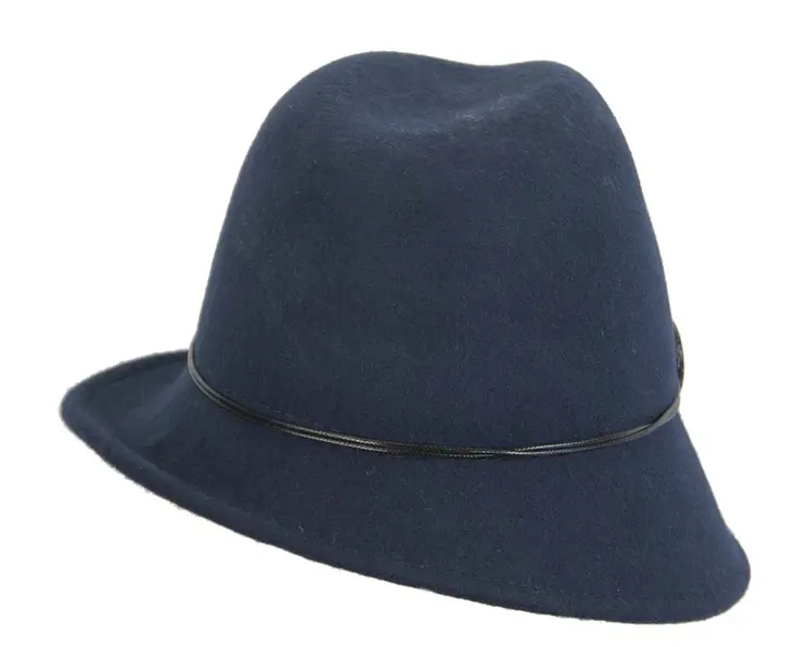 Navy ladies fashion felt trilby hat by Max Alexander