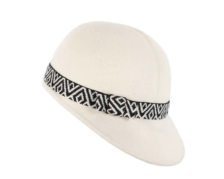 Ivory cream felt ladies fashion cap by Cupids Millinery