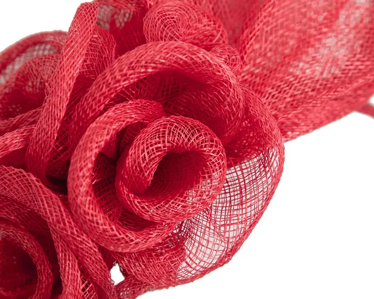 Large red sinamay  flower fascinator by Max Alexander