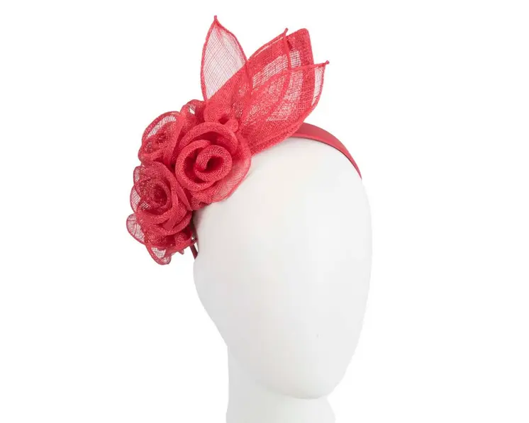 Large red sinamay  flower fascinator by Max Alexander