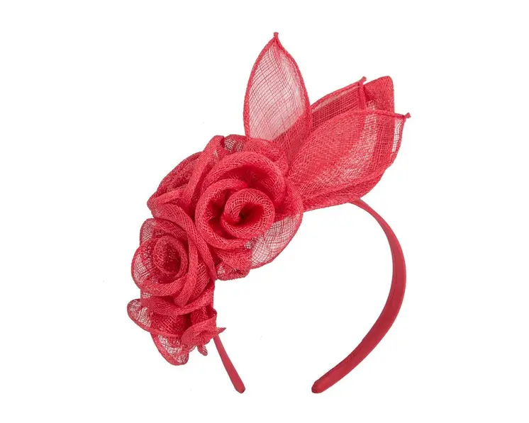 Large red sinamay  flower fascinator by Max Alexander
