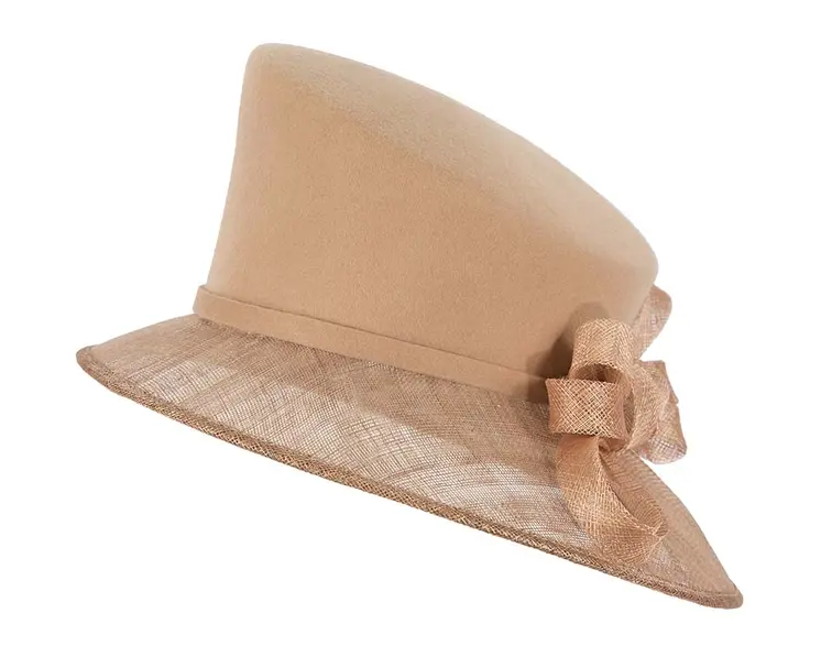 Gold ladies winter fashion hat by Cupids Millinery