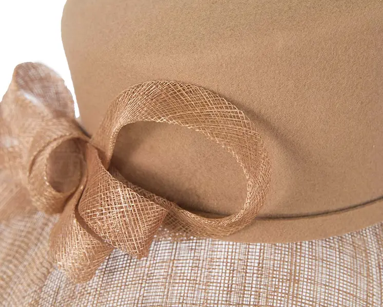 Gold ladies winter fashion hat by Cupids Millinery