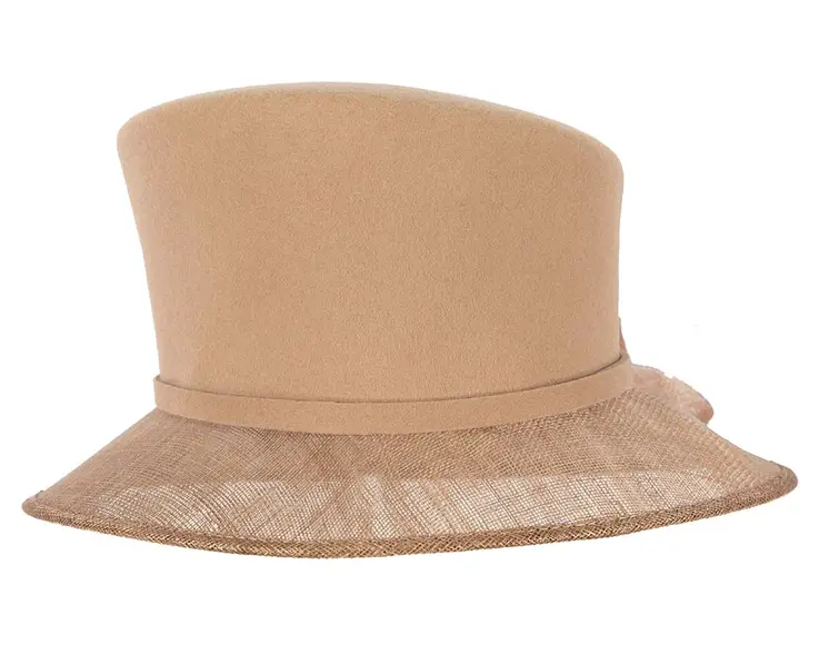 Gold ladies winter fashion hat by Cupids Millinery