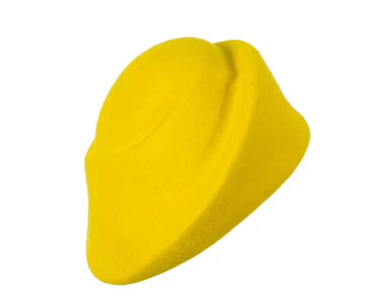 Unique yellow ladies winter felt fashion hat