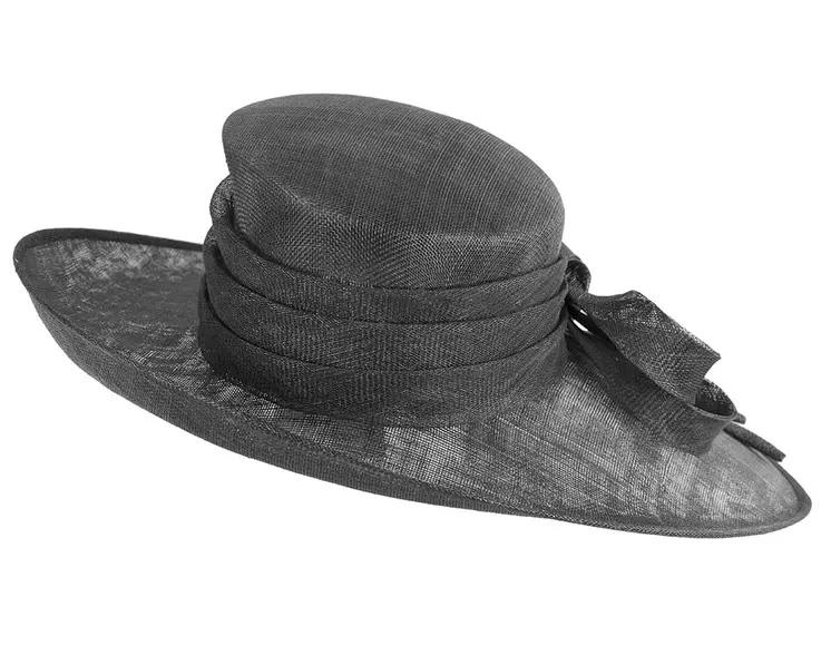 Wide brim black ladies fashion sinamay hat