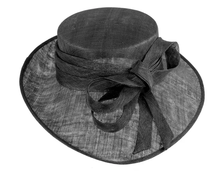 Wide brim black ladies fashion sinamay hat