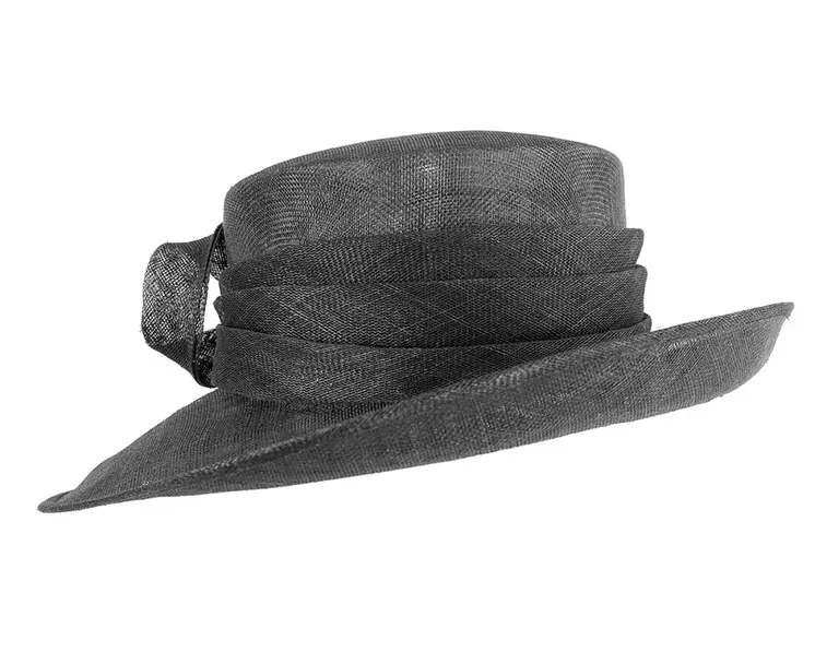 Wide brim black ladies fashion sinamay hat