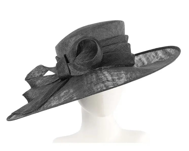 Wide brim black ladies fashion sinamay hat