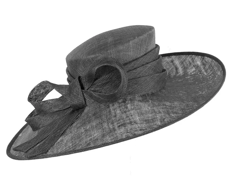 Wide brim black ladies fashion sinamay hat
