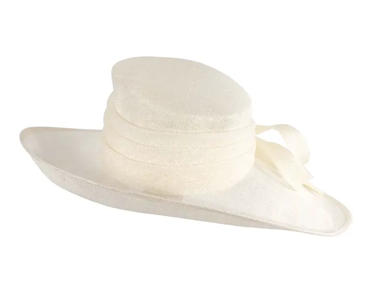 Wide brim cream ladies fashion sinamay hat