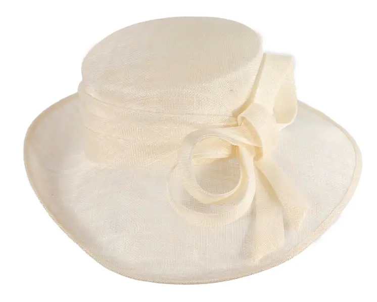 Wide brim cream ladies fashion sinamay hat