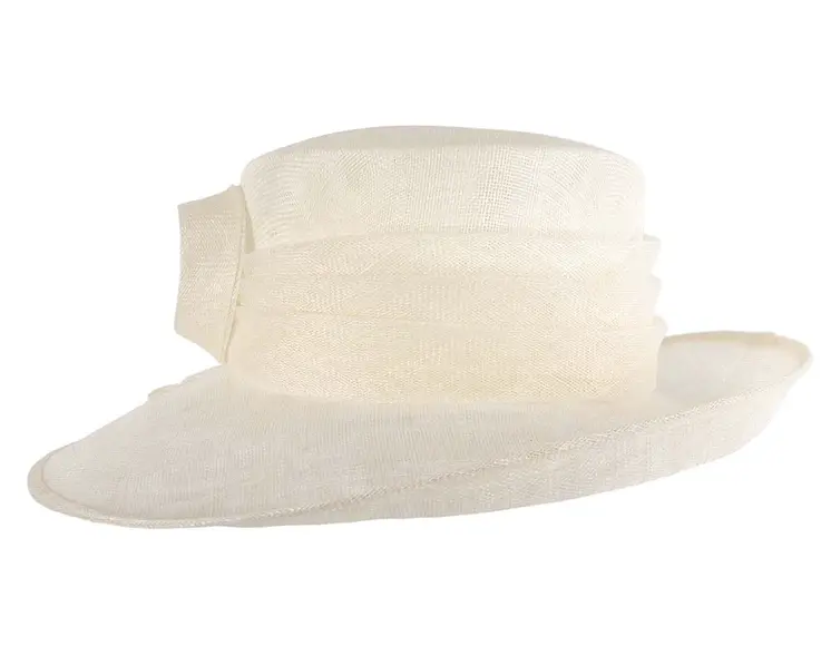 Wide brim cream ladies fashion sinamay hat