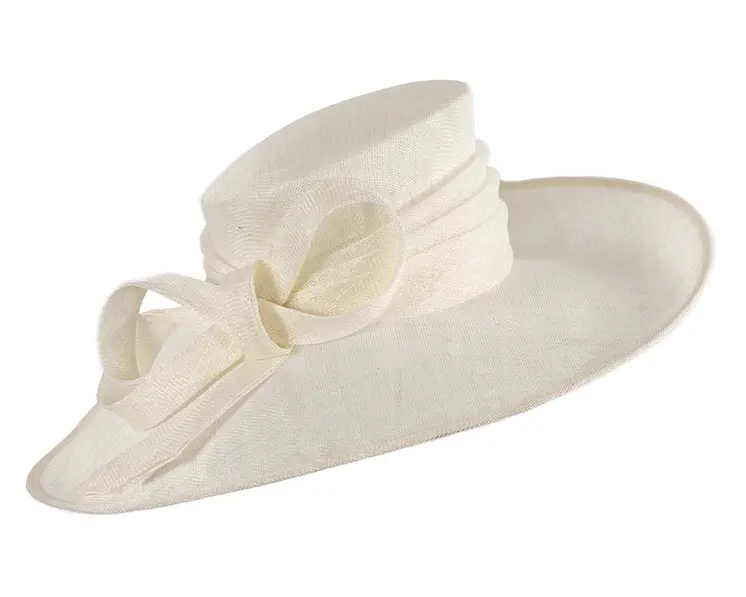 Wide brim cream ladies fashion sinamay hat