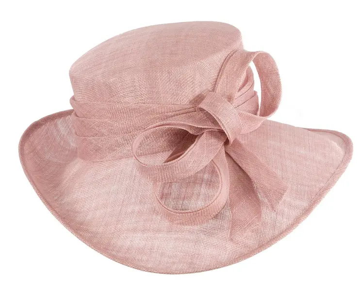 Wide brim dusty pink ladies fashion sinamay hat