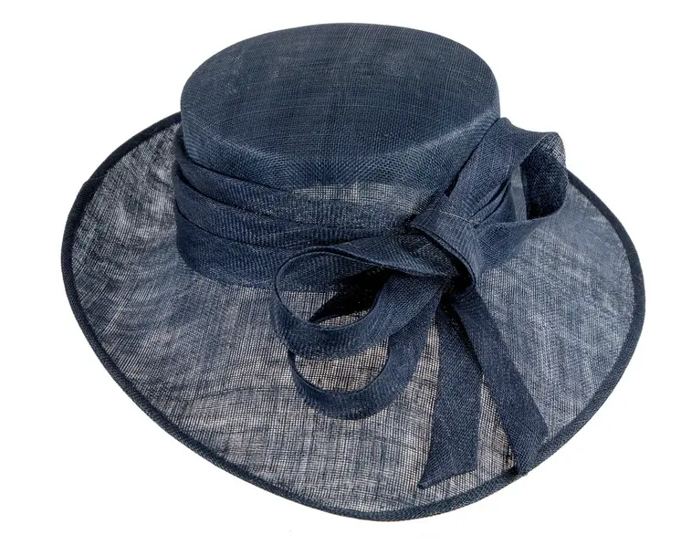 Wide brim navy ladies fashion sinamay hat