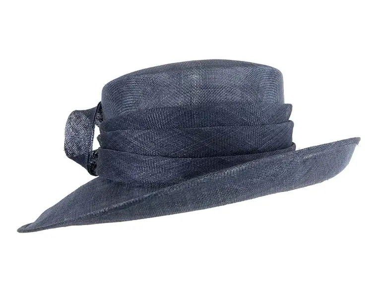 Wide brim navy ladies fashion sinamay hat