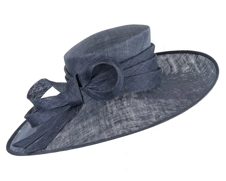 Wide brim navy ladies fashion sinamay hat