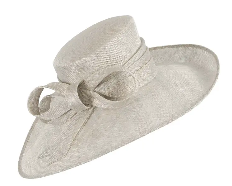 Wide brim silver ladies fashion sinamay hat