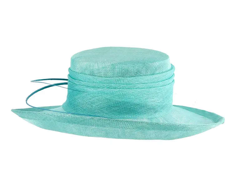 Wide brim aqua ladies fashion sinamay hat