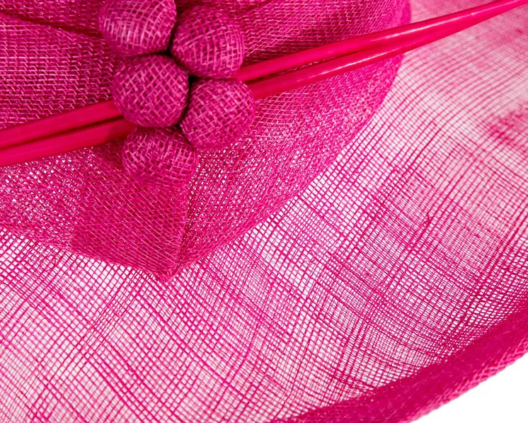 Wide brim fuchsia ladies fashion sinamay hat
