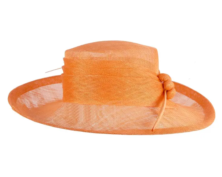 Wide brim orange ladies fashion sinamay hat