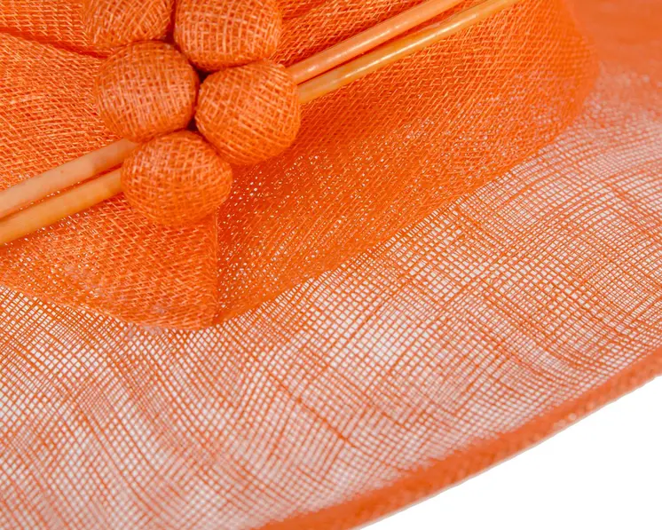 Wide brim orange ladies fashion sinamay hat