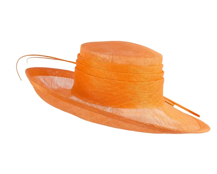 Wide brim orange ladies fashion sinamay hat
